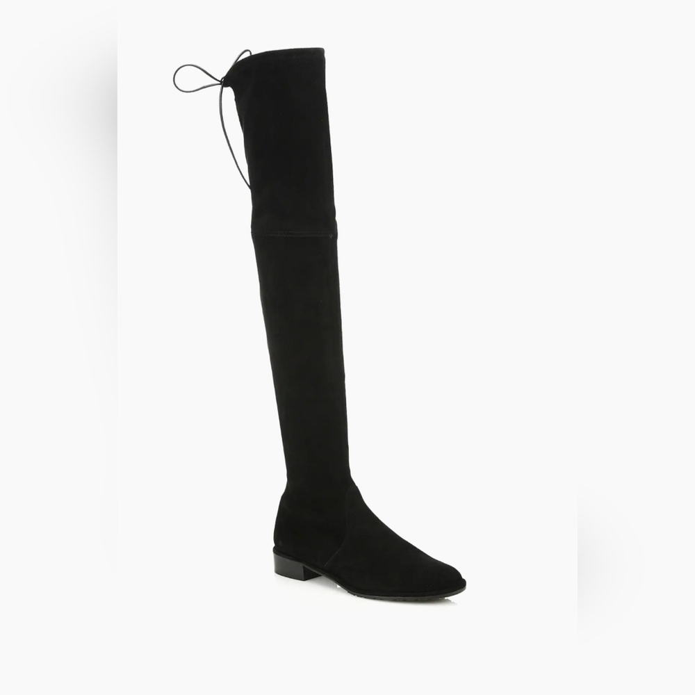 Stuart Weizman Low Land Thigh High Suede Black Boots In 7.5M